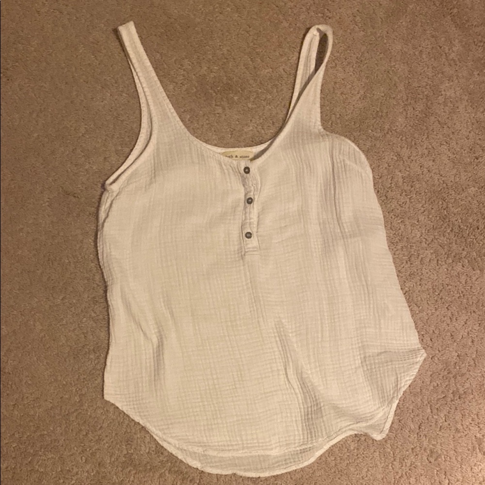 Anthropologie white linen tank top Cloth & Stone Sz Small